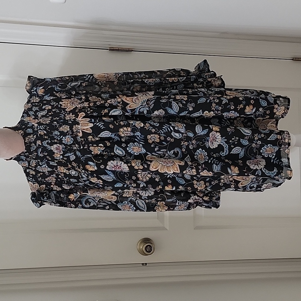 Aura, Size S Ruffled, Smocked Sheer Chiffon Dress.  Excellent Used Condition